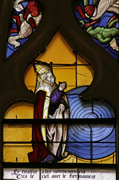 Window depicting God creating the Firmament by French School